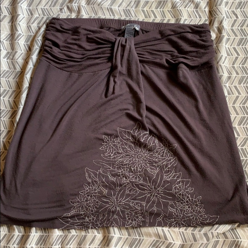 Brown strapless top